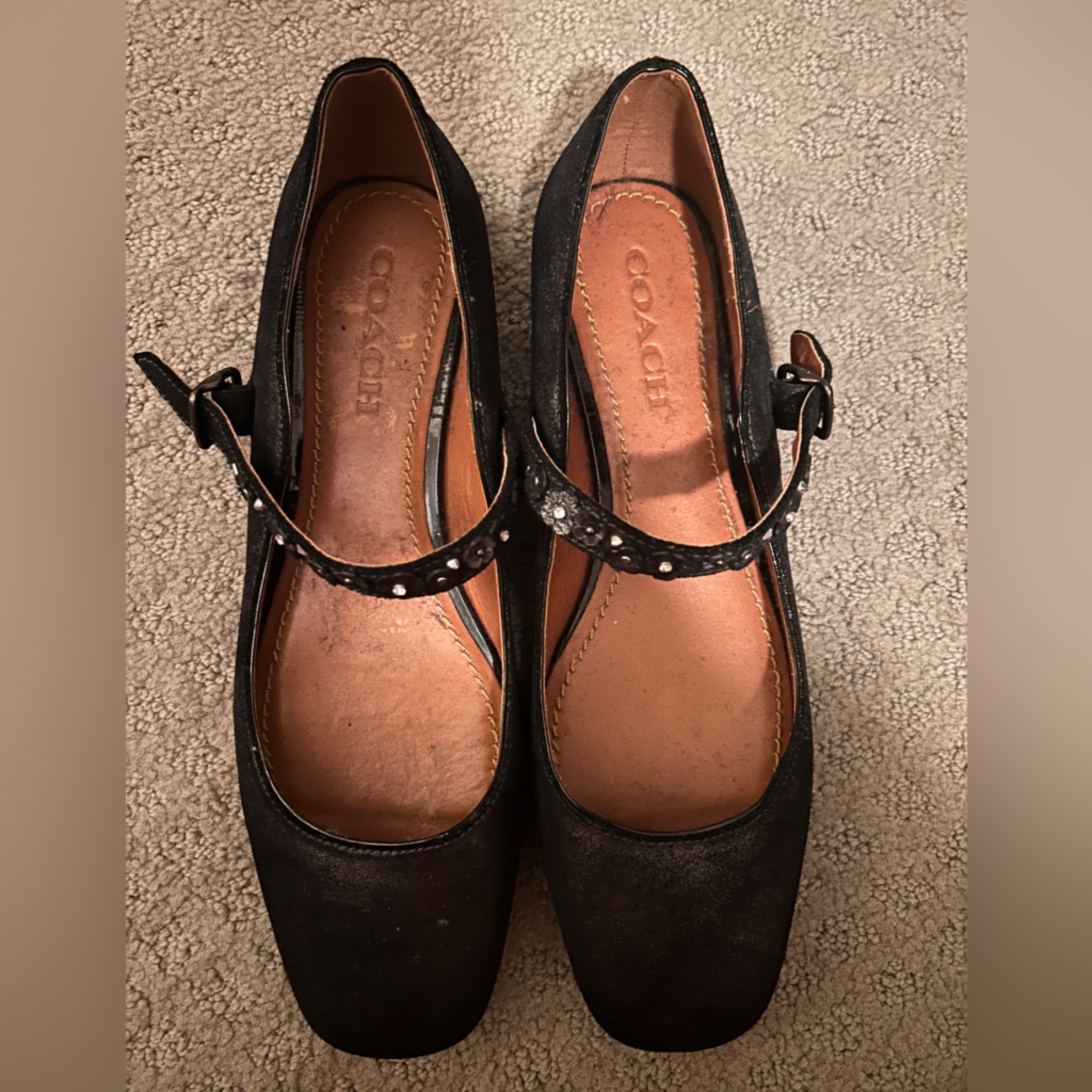 Coach Mary Jane With Tea Rose Leather Ballet